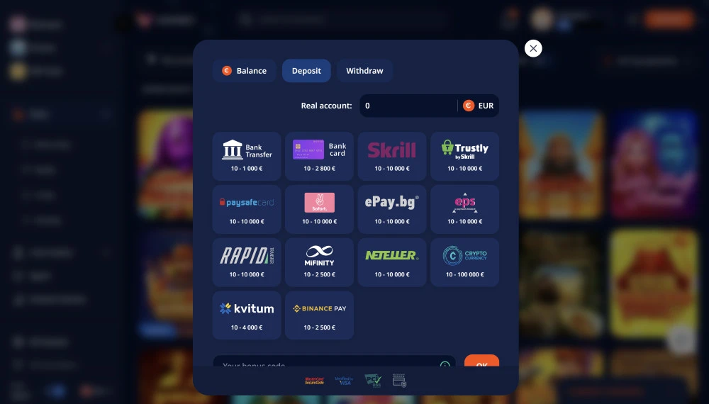 monro-casino-Metody-Płatności